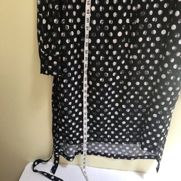 Merona NEW Polka Dot Stretch Shirt Dress Pockets Button Stretch Tunic Minimal L - Picture 15 of 16